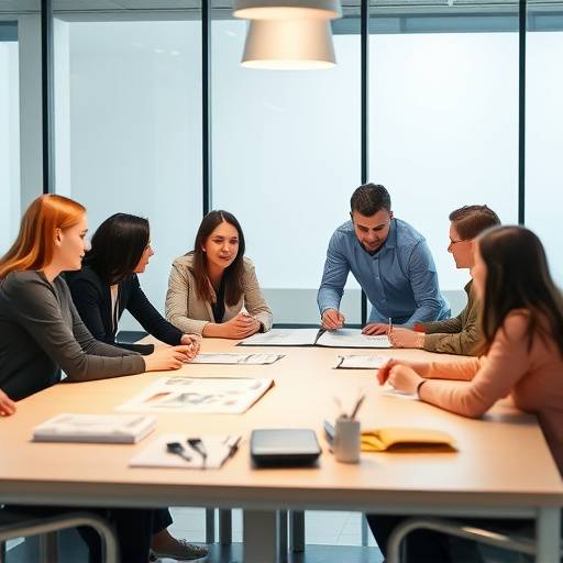 A team collaborating around a table, discussing project management strategies